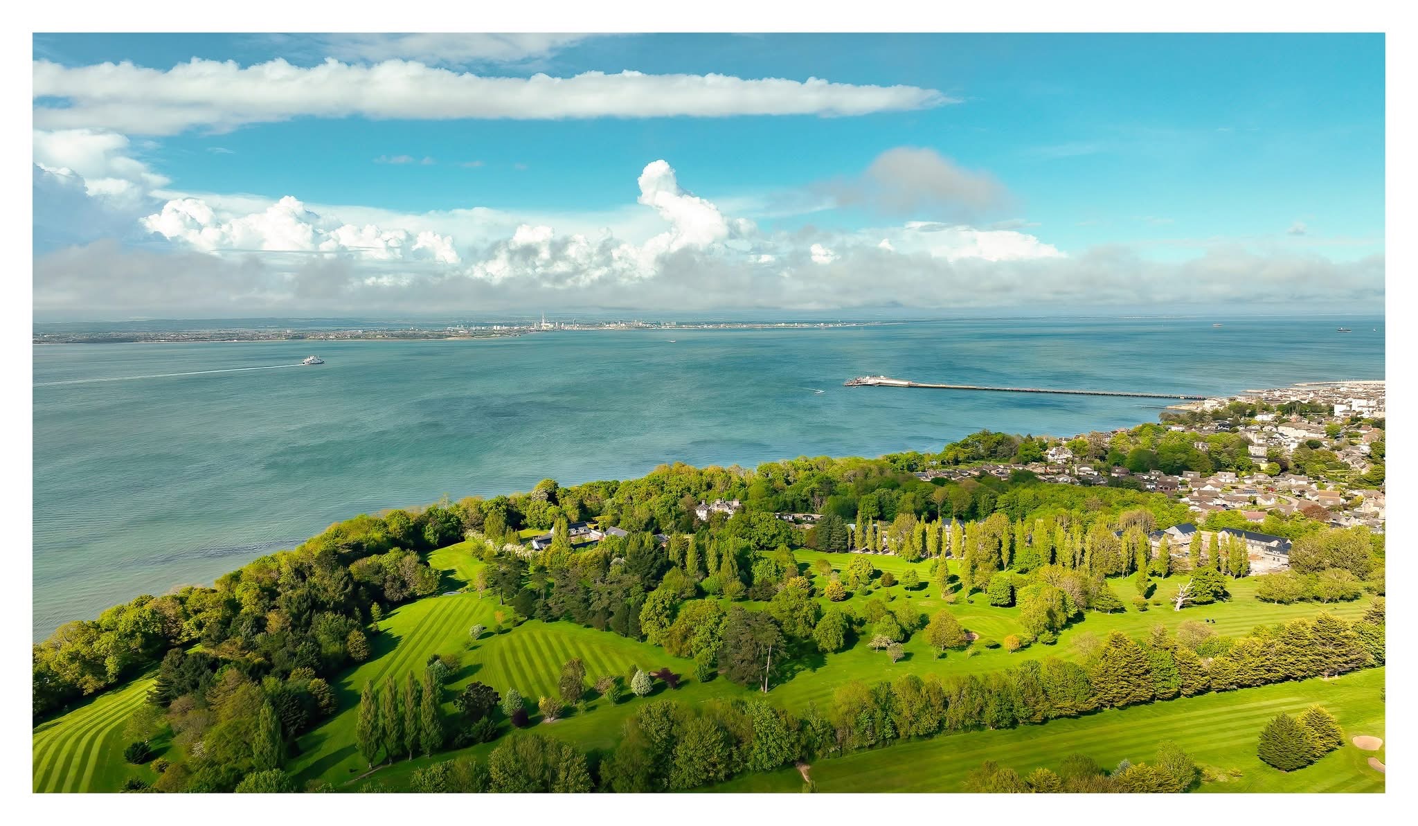Coastal estate and pier aerial, Isle of Wight — destination photography by Samuel John Ford